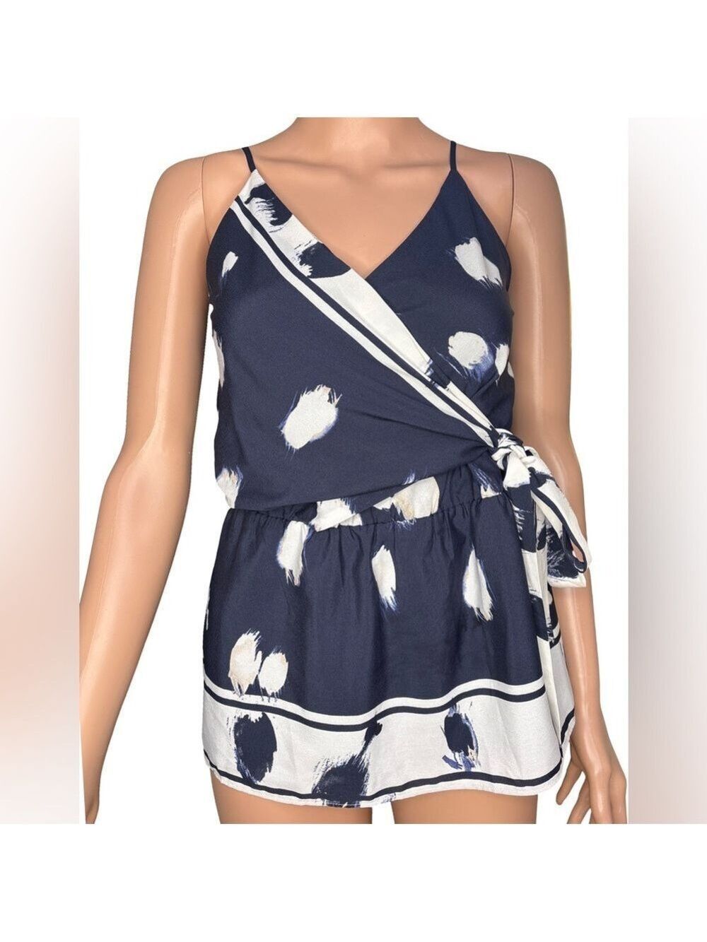 Banana Republic Navy White Wrap Blouse NWT Small